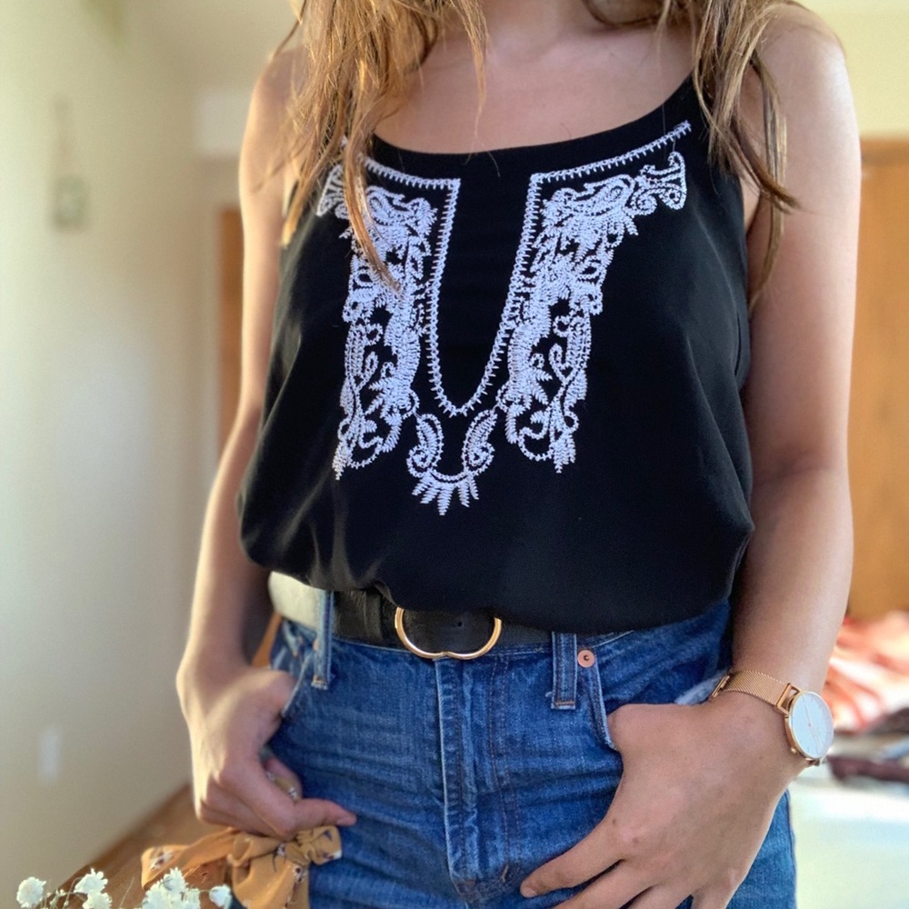 Flowy embroidered cami